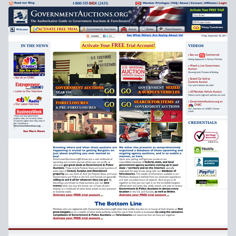 Screen shot of GovernmentAuctions.org