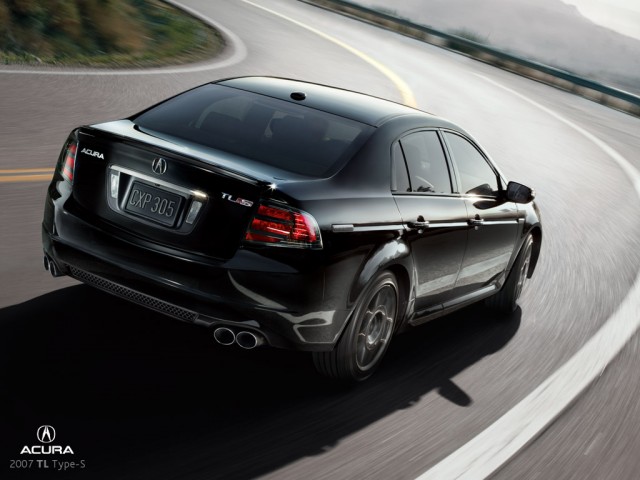 Rear view of a black 2007 Acura TL Type-S